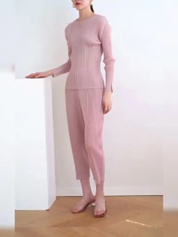 Miyake Pleated Pocket Pencil Pants Women High Fashion Korean Casual Elastic Waist Carrot Cone Pants