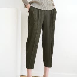 Miyake Pleated Pocket Pencil Pants Women High Fashion Korean Casual Elastic Waist Carrot Cone Pants