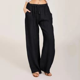 Epligg Summer Autumn Cotton Linen Wide Leg Pants for Women Pants Full Length Casual Pants Female Solid Loose Straight Trousers