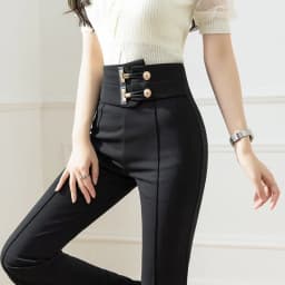 Front Split High Waisted Flare Pants Women 2024 Spring Summer Autumn Fashion Casual Loose Black Wide Leg Suit Trousers Ladies