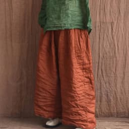 Johnature Women Linen Vintage Wide Leg Pants Elastic Waist Solid Color Trouser 2025 Spring New Loose Pockets Women Long Pants