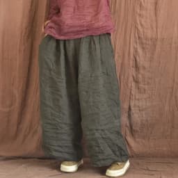 Johnature Women Linen Vintage Wide Leg Pants Elastic Waist Solid Color Trouser 2025 Spring New Loose Pockets Women Long Pants