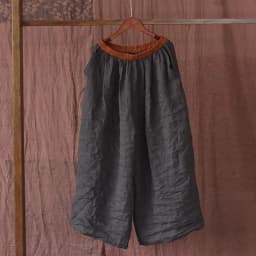 Johnature Women Linen Vintage Wide Leg Pants Elastic Waist Solid Color Trouser 2025 Spring New Loose Pockets Women Long Pants