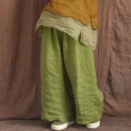 Johnature Women Linen Vintage Wide Leg Pants Elastic Waist Solid Color Trouser 2025 Spring New Loose Pockets Women Long Pants