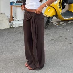 Elegant Lady High Waist Loose Fit Trousers Women Wide Leg Pants Hip Wrap Cover Up Scarf Fashion Going Out Long Pants Streetwear
