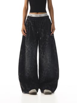 Y2K American Retro Pants Women Washed Leopard Print Spicy Girl Loose Slimming Wide Leg Versatile Casual Fashion