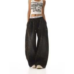 Y2K American Retro Pants Women Washed Leopard Print Spicy Girl Loose Slimming Wide Leg Versatile Casual Fashion