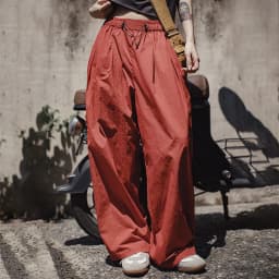 Maden Outdoor Lightweight Quick-Dry Cargo Pants Women Summer Elastic Waist Parachute Pants Pockets Solid Color Straight Trousers
