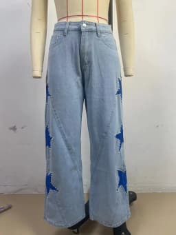 Women Denim Pant Jeans Vintage Wide Leg Long Pants Print High Waist Straight Trousers Y2k Streetwear Work Casual Loose 2026