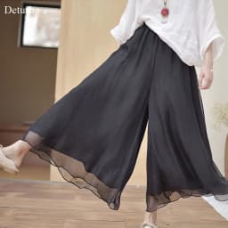 Women's Vintage Chinese Style Wide Leg Pants Female Casual Cotton Linen Loose High Waisted Pants Trousers 2026 Spring PA34