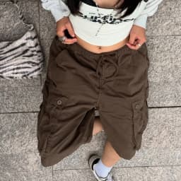 Y2K Harajuku Drawstring Jean Shorts Womens Vintage Elastic Waist Baggy Cargo Denim Pants Cyber Grunge Stretch Jorts with Pockets