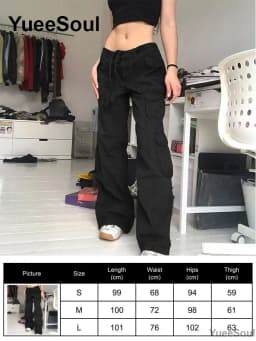 Gothic Emo Alt Women Pants Techwear Hippie Baggy Trousers Mom Goth Punk Black Cargo Pants Cyber Y2k Pants Academic Dark Clothes