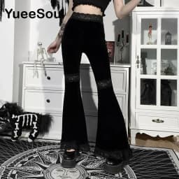 Gothic Emo Alt Women Pants Techwear Hippie Baggy Trousers Mom Goth Punk Black Cargo Pants Cyber Y2k Pants Academic Dark Clothes