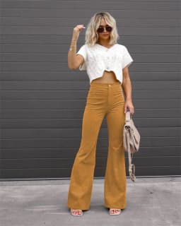 2023 Corduroy Casual Trousers Women Autumn Winter Solid High-waist Flare Pants Lady Slim Black Gray Khaki Orange Long Pants