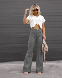 2023 Corduroy Casual Trousers Women Autumn Winter Solid High-waist Flare Pants Lady Slim Black Gray Khaki Orange Long Pants