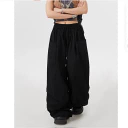 American Style Military Green Work Pants Unisex Casual Loose Wide Leg Hip Hop Drawstring Design Casual Pants for Men And Women