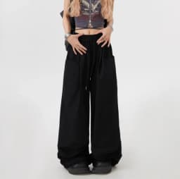 American Style Military Green Work Pants Unisex Casual Loose Wide Leg Hip Hop Drawstring Design Casual Pants for Men And Women