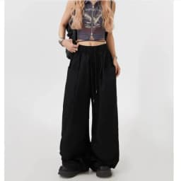 American Style Military Green Work Pants Unisex Casual Loose Wide Leg Hip Hop Drawstring Design Casual Pants for Men And Women