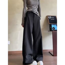 Khaki Wide Leg Pants for Women 2026 Spring Summer High Waist Slimming Suit Pants Woman High-End Elegant Loose Straight Trousers