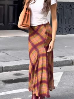 Casual Plaid Print Lace Up Bloomers Women Loose Elastic Waist Lantern Long Pants Autumn Lady Street Fashion Trousers 2025 New