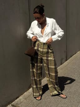 Casual Plaid Print Lace Up Bloomers Women Loose Elastic Waist Lantern Long Pants Autumn Lady Street Fashion Trousers 2025 New