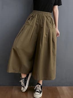 100% Cotton Wide Leg Pants Women New Arrival 2023 Summer Vintage Style Solid Color Loose Female Ankle-length Casual Pants B2537