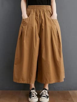 100% Cotton Wide Leg Pants Women New Arrival 2023 Summer Vintage Style Solid Color Loose Female Ankle-length Casual Pants B2537