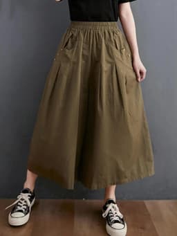 100% Cotton Wide Leg Pants Women New Arrival 2023 Summer Vintage Style Solid Color Loose Female Ankle-length Casual Pants B2537