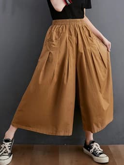 100% Cotton Wide Leg Pants Women New Arrival 2023 Summer Vintage Style Solid Color Loose Female Ankle-length Casual Pants B2537