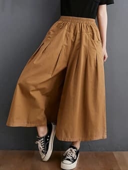 100% Cotton Wide Leg Pants Women New Arrival 2023 Summer Vintage Style Solid Color Loose Female Ankle-length Casual Pants B2537
