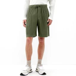 ISSEY 2026 New Arrival Japan Miyake Pleated Shorts Draped High-Street Loose Straight-Leg Drawstring Cropped Pants for Men