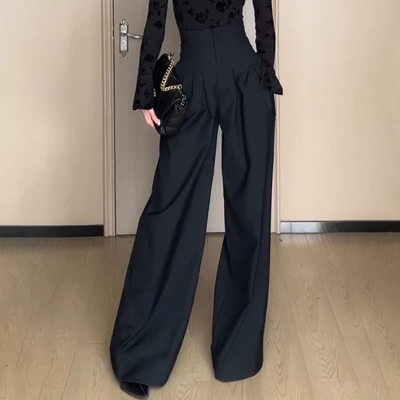 Office Ladies Ultra High Waist Wide Leg Pants Straight Drooping Spring Summer All-Match Long Suit Pants Casual Mopping Trousers