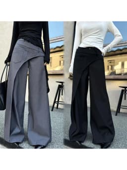 2024 Black Design Wide-Leg Pants Women's Slimming Suit Pant Harajuku High Waist Loose Straight Streetwear Y2k Casual Trousers