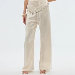 Maemukilabe Satin Silk Wide Leg Pants for Women High Waist Baggy Pants Y2K Elegant Lady Party Long Trousers Female Buttoms