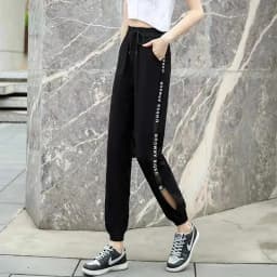 Women's Summer Thin Hollow Sports Pants 2025 New Female Ankle-Length Pants Lady Casual Loose Versatile Bind One's Feet Pants