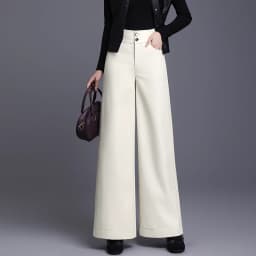 ZUZK High Quality Women PU Leather Wed Leg Pants  Autumn Winter Fashion Warm Long Leather Pants Elegant LeatherTrousers