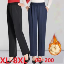 Oversize 8XL Women Trousers 2026 New Solid Elastic High Waist Casual Pants Autumn Winter Female Straight Pants Mother Long Pants