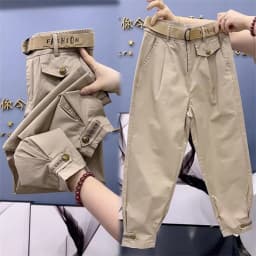 High-quality High Waist Solid Color Cotton Pants Women Fashion 2026 Autumn Loose Casual All-Match Harem Pants Trousers Ladies