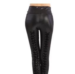 Female Low Waist Elastic Stretch Slim Women Pencil Pants High PU Leather Pants Women Fashion Lace Up Bandage Trousers