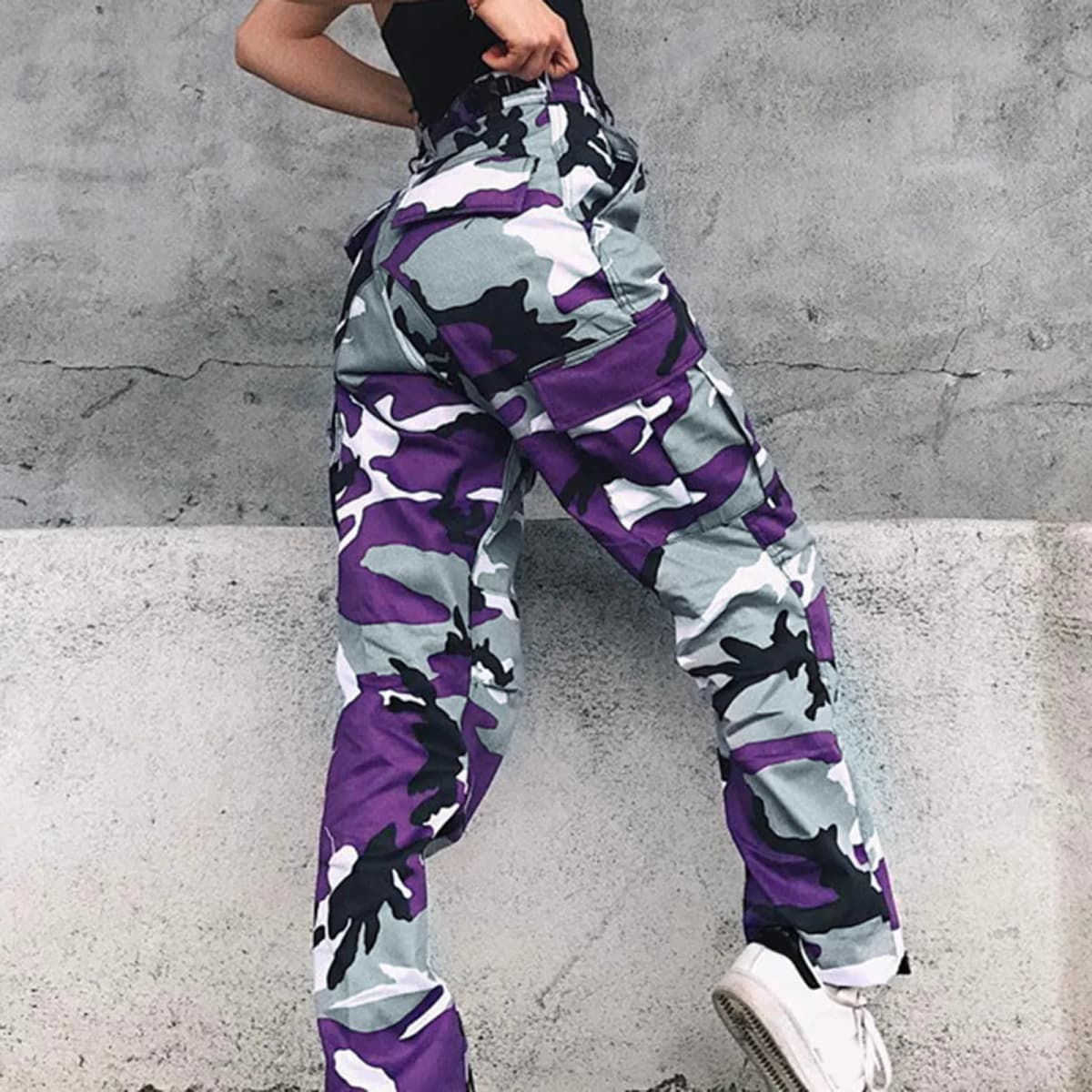 Camouflage Workwear Cargo Pants Women Versatile High Waist Multi-Pockets Sweatpants Fashion Outdoor Hiking Casual Harem Trousers