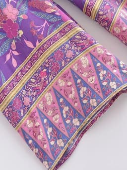 Boho Queens Autumn Women Purple Floral Print Bohemian Wide Leg Pants Lady Gothic Elastic Waist Loose Boho Pant Holiday Trousers
