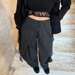 Chic Two Buttons Striped Pleated Trousers Women Loose Pockets Wide Leg Pants Female 2026 Spring Lady Commute All-match Pant New