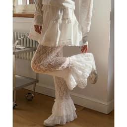 MEXZT Y2K White Lace Flare Pants Women Harajuku Gothic Ruffles Patchwork Black Pants Summer Grunge Korean Fashion Slim Trousers