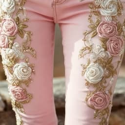 Romantic Pink Rose Flower Print Jeans Vintage Elegant Buttoned Women's Pants Autumn High Waist Slim Chic Trousers Harajuku Mujer