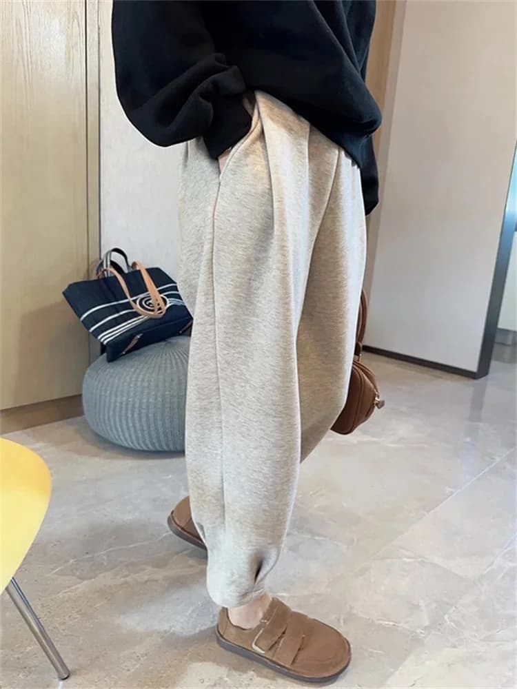 Fleece Sweatpants for Women Fall Winter 2024 New Fashion High Wasited Baggy Casual Trousers Ladies Chic Solid Y2k Pants