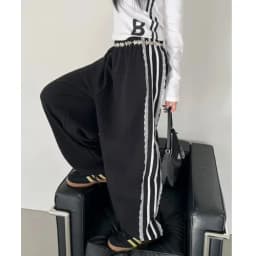 Ruffle Lace Casual Pants Women's Autumn Winter High Waist Slimming Wide Leg Sport Long Pants Jazz Dance Two Bars Ladies Trousers