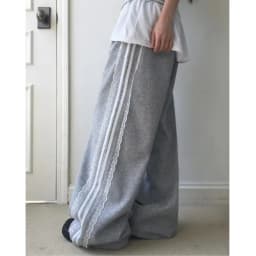 Ruffle Lace Casual Pants Women's Autumn Winter High Waist Slimming Wide Leg Sport Long Pants Jazz Dance Two Bars Ladies Trousers