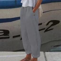 Cotton Linen Solid Women Pants Fashion New Hollow Out Pockets Ladies Casual Streetwear Office Loose Trousers Female