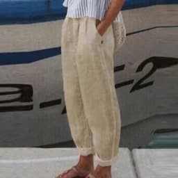 Cotton Linen Solid Women Pants Fashion New Hollow Out Pockets Ladies Casual Streetwear Office Loose Trousers Female