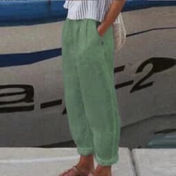 Cotton Linen Solid Women Pants Fashion New Hollow Out Pockets Ladies Casual Streetwear Office Loose Trousers Female